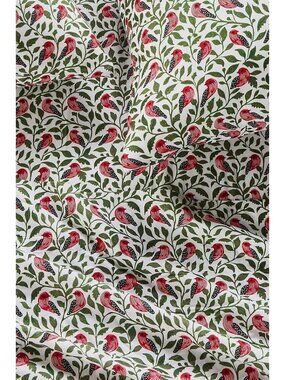 Anthropologie Cotton Modal Brushed Cosy Printed Sheet Set King Birds Cottage